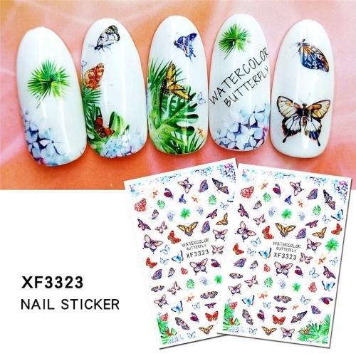 Nail Art, Nail Stickers, Butterflies, Leaves, XF3323 - BEADED CREATIONS