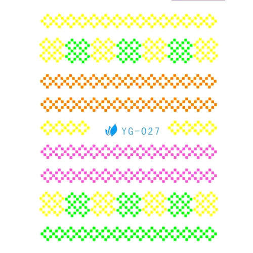Nail Art, Neon, Water Transfer Decals, Diamond Shapes, Multicolored. YG-027 - BEADED CREATIONS