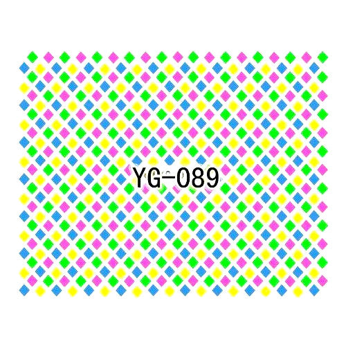 Nail Art, Neon, Water Transfer Decals, Diamond Shapes, Multicolored. YG-089 - BEADED CREATIONS