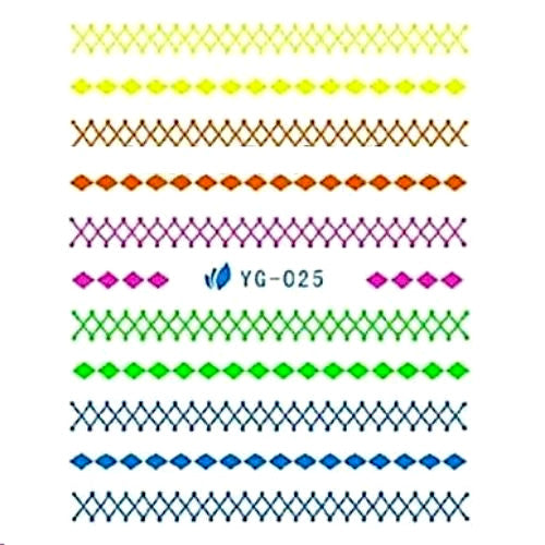 Nail Art, Neon, Water Transfer Decals, Diamonds, Multicolored. YG-025 - BEADED CREATIONS