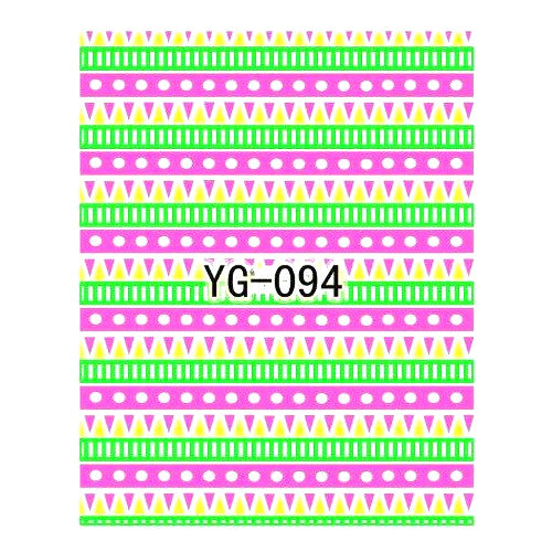 Nail Art, Neon, Water Transfer Decals, Tribal, Multicolored. YG-094 - BEADED CREATIONS