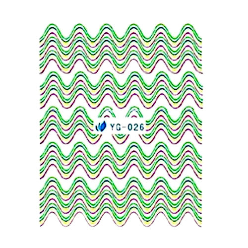 Nail Art, Neon, Water Transfer Decals, Wavy Pattern, Multicolored. YG-026 - BEADED CREATIONS