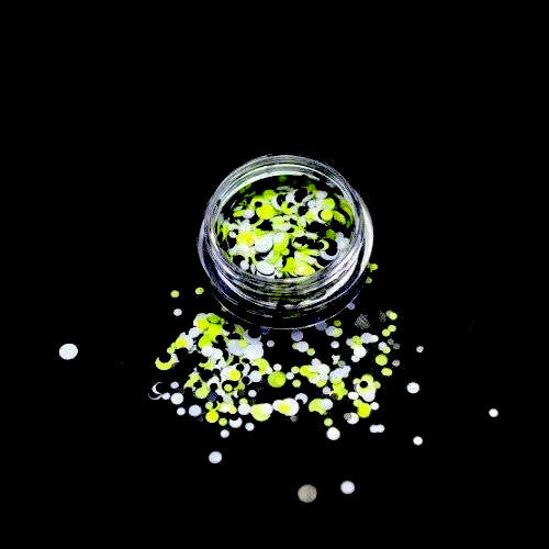 Nail Art, Round, Nail Art Confetti Glitter, Green, Black, White - BEADED CREATIONS