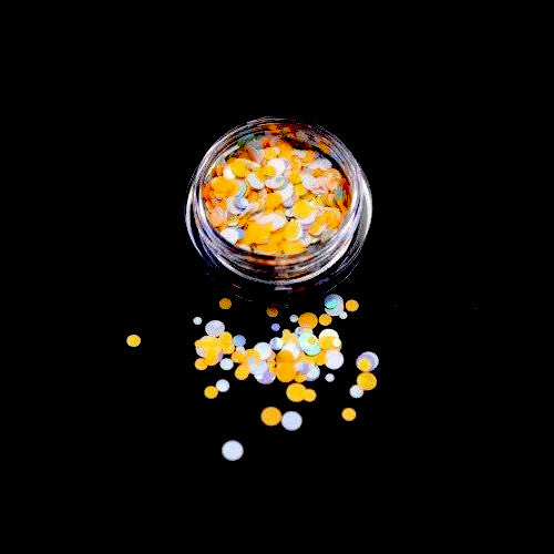 Nail Art, Round, Nail Art Confetti Glitter, Orange, White - BEADED CREATIONS