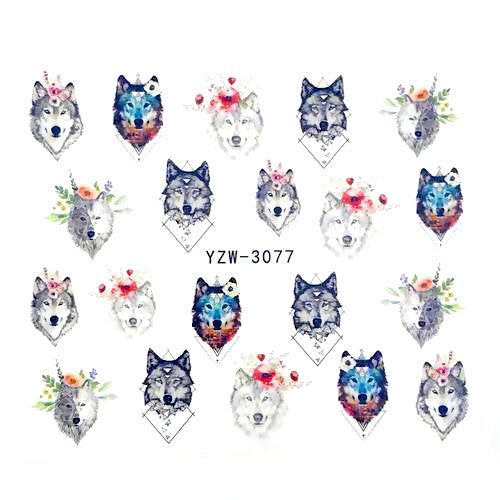 Nail Art, Sliders, Water Transfer, Decals, Wolves, Multicolored, 3077 - BEADED CREATIONS