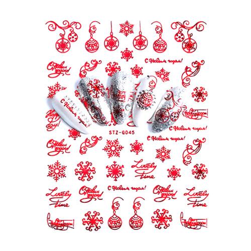 Nail Art, Stickers, Self Adhesive, Red, Christmas, Snowflakes, G045 - BEADED CREATIONS