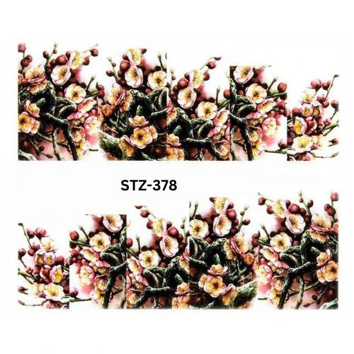 Nail Art, Water Transfer Decals, Floral, Blossoms, Pink, STZ-378 - BEADED CRATIONS