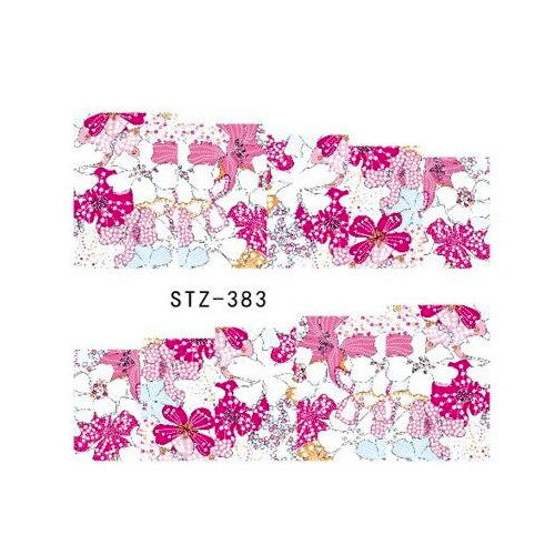 Nail Art, Water Transfer Decals, Flowers, Pink, White, STZ-383 - BEADED CREATIONS