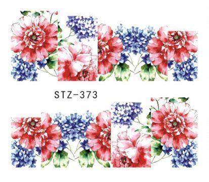 Nail Art, Water Transfer Decals, Flowers, Red, Blue, STZ-373 - BEADED CREATIONS