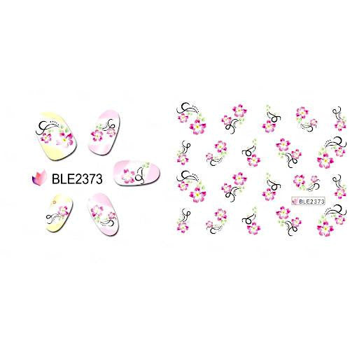 Nail Art, Water Transfer Decals, Nail Art Sliders, Flowers, Pink, BLE2373 - BEADED CREATIONS