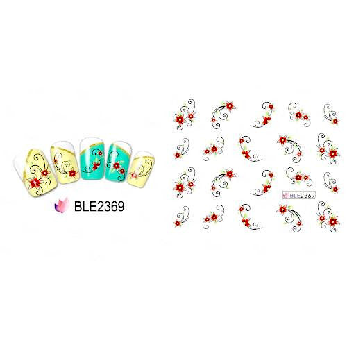 Nail Art, Water Transfer Decals, Nail Art Sliders, Flowers, Red, BLE2369 - BEADED CREATIONS