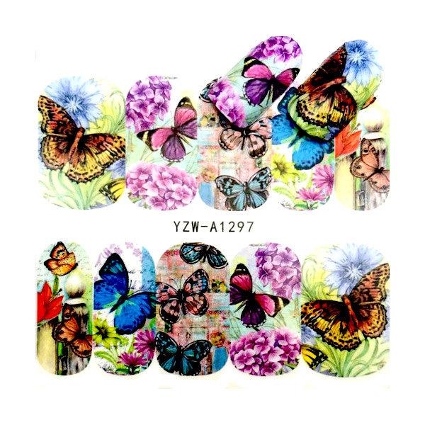 Nail Art, Water Transfer, Decals, Butterflies, Nail Art Sliders, Multicolored. A1297 - BEADED CREATIONS