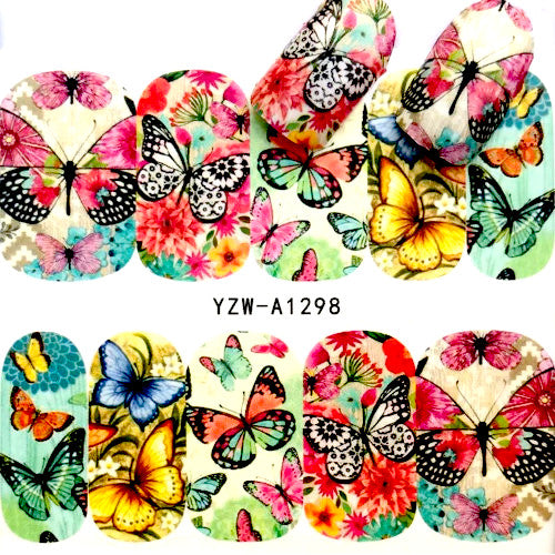 Nail Art, Water Transfer, Decals, Butterflies, Nail Art Sliders, Multicolored. A1298 - BEADED CREATIONS