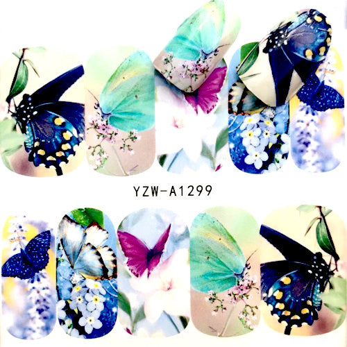 Nail Art, Water Transfer, Decals, Butterflies, Nail Art Sliders, Multicolored. A1299 - BEADED CREATIONS
