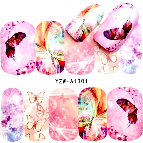 Nail Art, Water Transfer, Decals, Butterflies, Nail Art Sliders, Multicolored. A1301 - BEADED CREATIONS