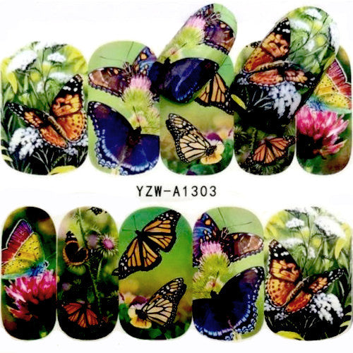 Nail Art, Water Transfer, Decals, Butterflies, Nail Art Sliders, Multicolored. A1303 - BEADED CREATIONS