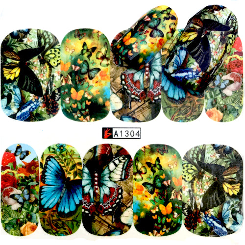 Nail Art, Water Transfer, Decals, Butterflies, Nail Art Sliders, Multicolored. A1304 - BEADED CREATIONS