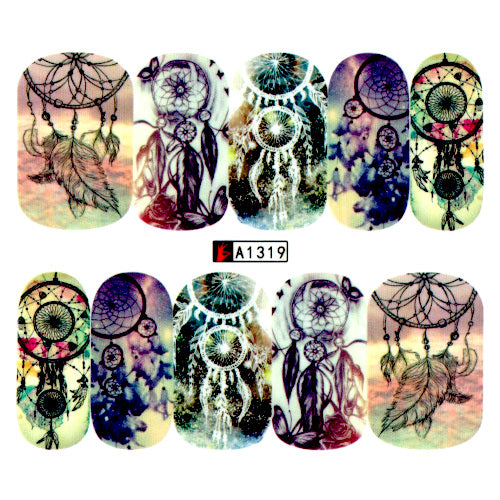 Nail Art, Water Transfer, Decals, Dream Catcher, Boho, Nail Art Sliders, Multicolored. A131 - BEADED CREATIONS