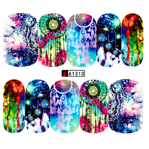 Nail Art, Water Transfer, Decals, Dream Catcher, Boho, Nail Art Sliders, Multicolored. A1310 - BEADED CREATIONS