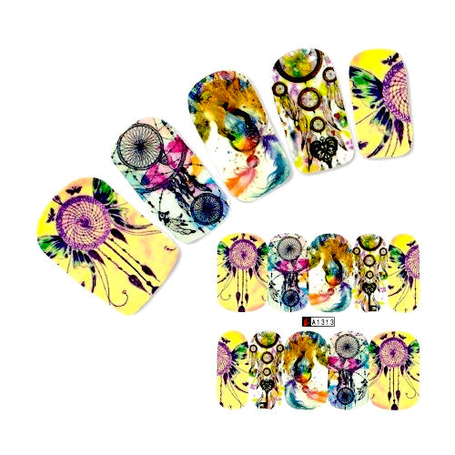 Nail Art, Water Transfer, Decals, Dream Catcher, Boho, Nail Art Sliders, Multicolored. A1313 - BEADED CREATIONS