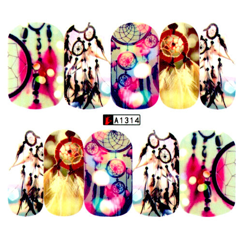 Nail Art, Water Transfer, Decals, Dream Catcher, Boho, Nail Art Sliders, Multicolored. A1314 - BEADED CREATIONS
