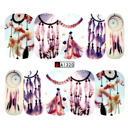 Nail Art, Water Transfer, Decals, Dream Catcher, Boho, Nail Art Sliders, Multicolored. A1320 - BEADED CREATIONS