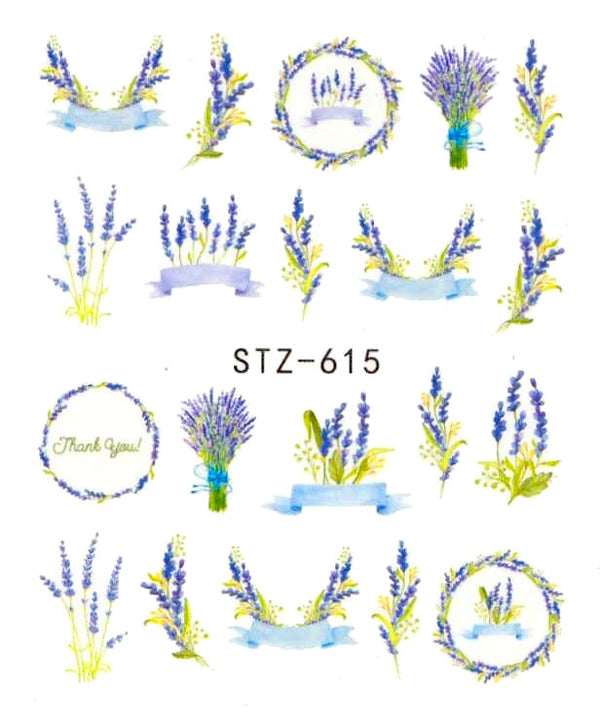 Nail Water Decals, Nail Art, Lavender, Flowers, Purple, STZ-615 - BEADED CREATIONS