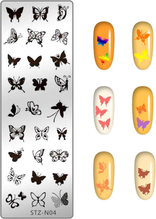 Nail Art Stamping Plates, Butterflies - BEADED CREATIONS