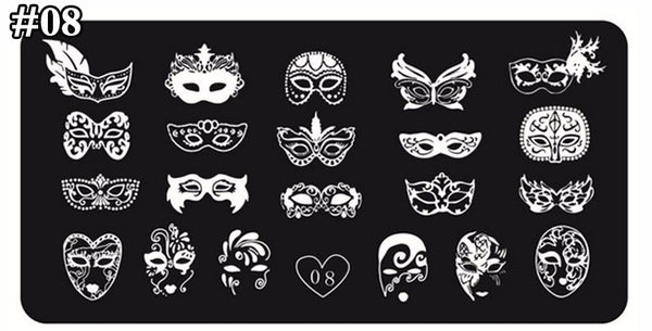 Nail Art Stamping Plates, Masquerade, Masks - BEADED CREATIONS