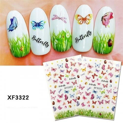 Nail Art Stickers, Butterflies, Dragonflies, Ladybugs, XF3322 - BEADED CREATIONS