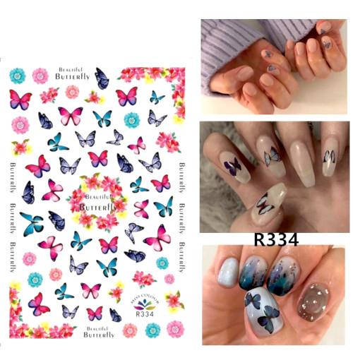 Nail Art Stickers, Butterflies, Flowers - 334- BEADED CREATIONS