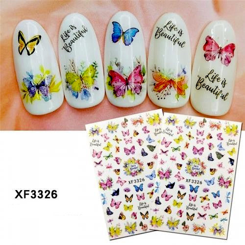 Nail Art Stickers, Butterflies, Flowers, Dragonflies, XF3326 - BEADED CREATIONS