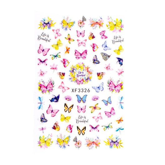 Nail Art Stickers, Butterflies, Flowers, Dragonflies, XF3326 - BEADED CREATIONS