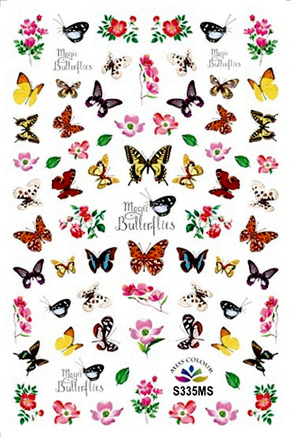 Nail Art Stickers, Butterflies, Flowers, Leaves, R335 - BEADED CREATIONS
