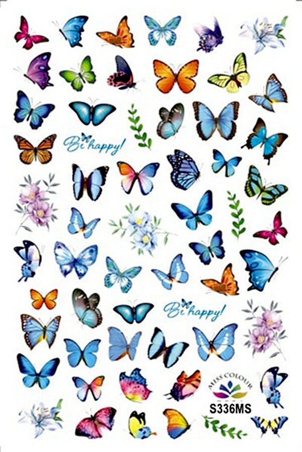 Nail Art Stickers, Butterflies, Flowers, Leaves, R336 - BEADED CREATIONS