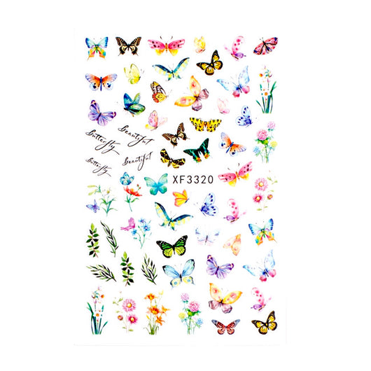Nail Art Stickers, Butterflies, Flowers, Leaves, XF3320 - BEADED CREATIONS