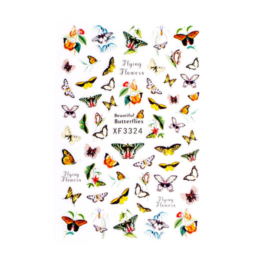 Nail Art Stickers, Butterflies, Flowers, Leaves, XF3324 - BEADED CREATIONS
