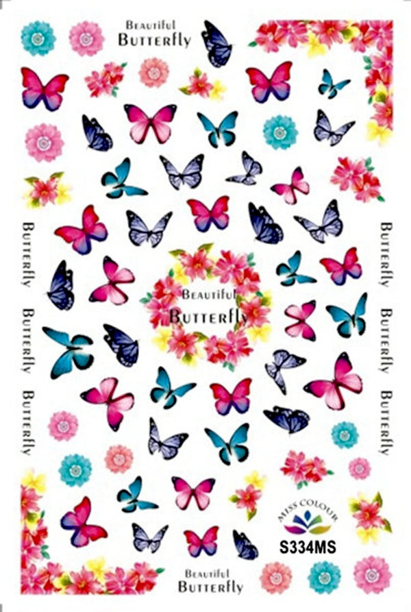 Nail Art Stickers, Butterflies, Flowers, Mythical, R334 - BEADED CREATIONS