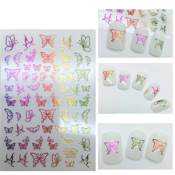 Nail Art Stickers, Butterflies, Holographic, Prismatic, R333 - BEADED CREATIONS