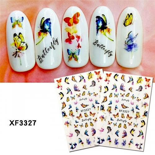 Nail Art Stickers, Butterflies, Multicolor, XF3327 - BEADED CREATIONS