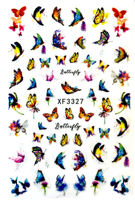 Nail Art Stickers, Butterflies, Multicolor, XF3327 - BEADED CREATIONS