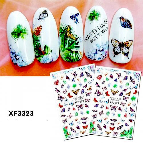 Nail Art Stickers, Butterflies, Watercolor, XF3323 - BEADED CREATIONS