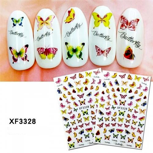 Nail Art Stickers, Butterfly, Multicolor, XF3328 - BEADED CREATIONS