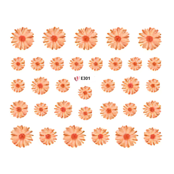 Nail Art Stickers, Floral, Light Salmon, E301 - BEADED CREATIONS