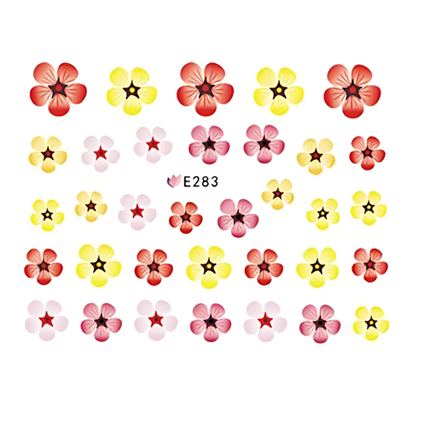 Nail Art Stickers, Floral, Yellow, Orange, Pink, E283 - BEADED CREATIONS