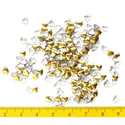 Nail Art Studs, Metal, Heart, Gold, 4mm - BEADED CREATIONS