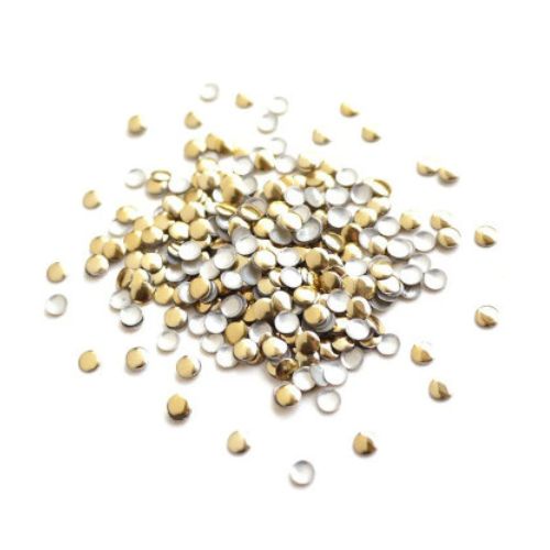 Nail Art Studs, Metal, Round, Gold, 3mm - BEADED CREATIONS