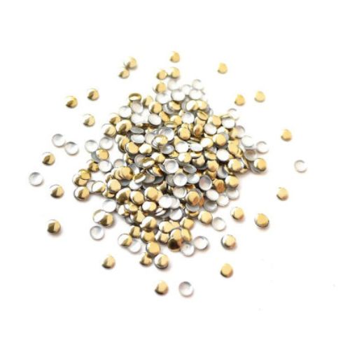 Nail Art Studs, Metal, Round, Gold, 3mm - BEADED CREATIONS