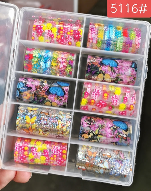 Nail Art Transfer Foils, Butterflies, Flowers, 5116 - BEADED CREATIONS