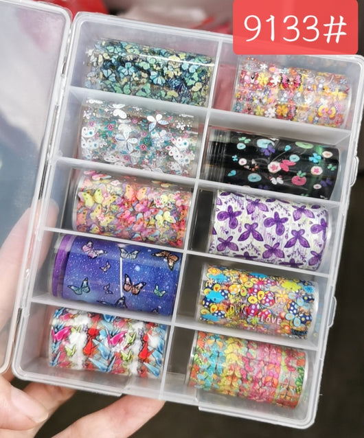 Nail Art Transfer Foils, Butterflies, Flowers, 9133 - BEADED CREATIONS